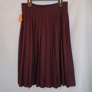 HONEY SEED Women's Pleated Midi Skirt Eggplant Color. Size M.
